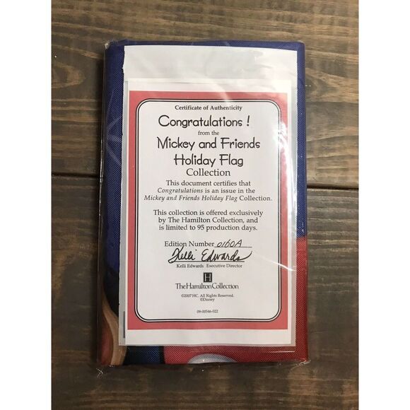 Disney Mickey And Friends Holiday Flag CONGRATULATIONS Banner Blue NWT 28x40 - Picture 2 of 4